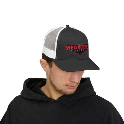 Red Horse Elite Trucker Cap — Embroidered Snapback Hat