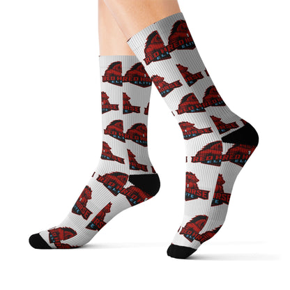 Red Horse Sublimation Socks — Cozy Novelty Crew Socks