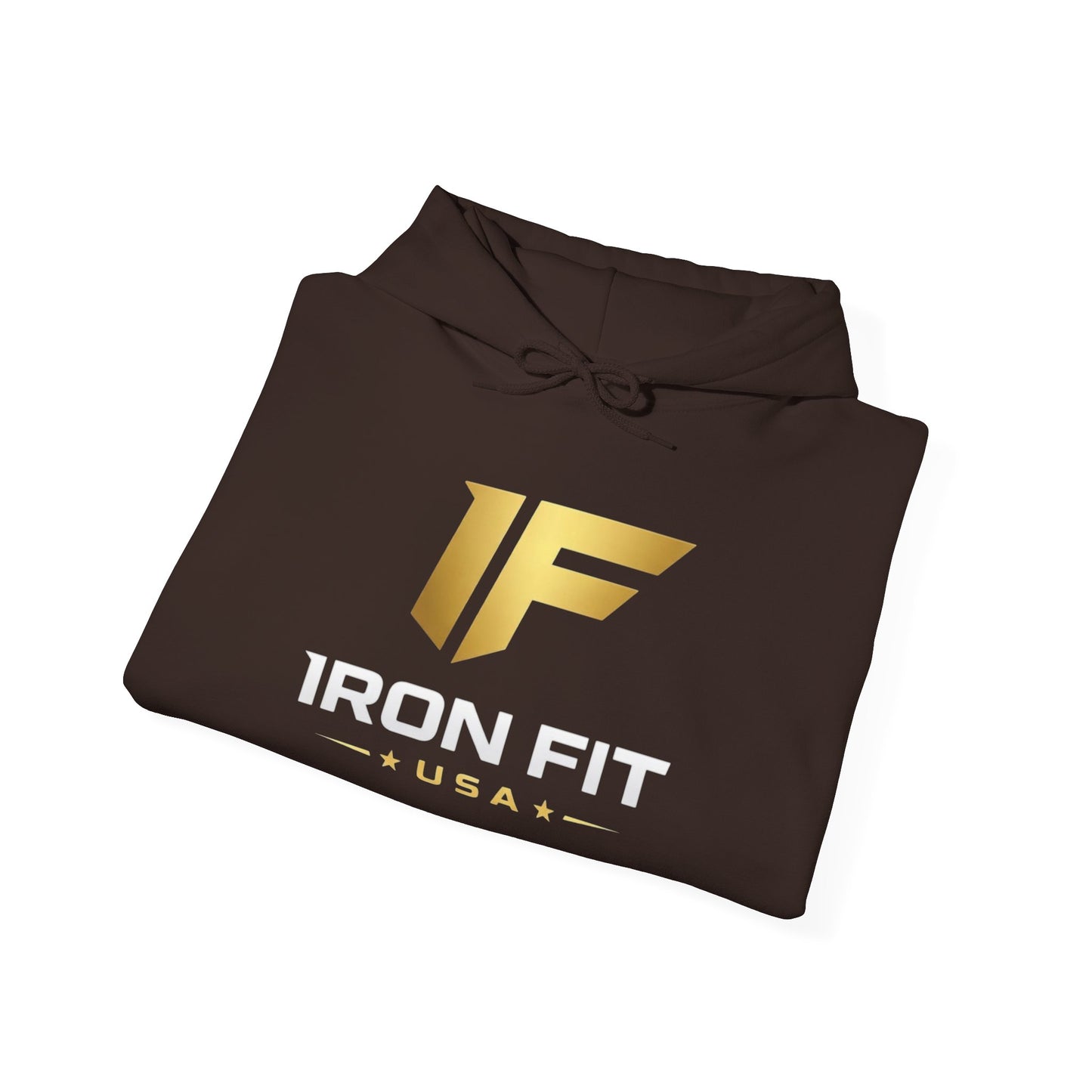Iron Fit USA Hoodie – Gold IF Logo Athletic Pullover