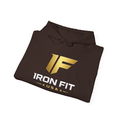 Iron Fit USA Hoodie – Gold IF Logo Athletic Pullover