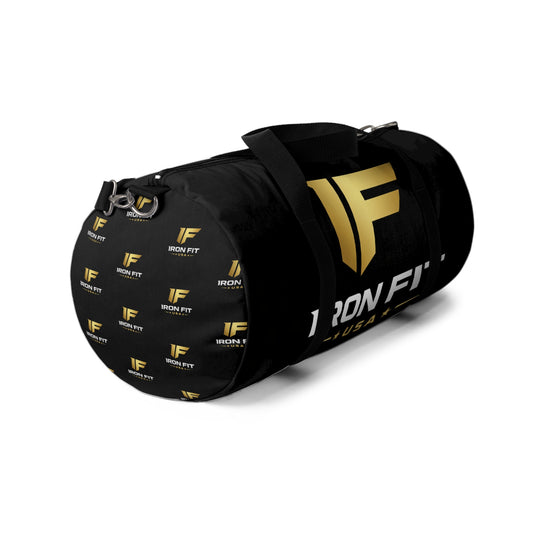 Iron Fit USA Black Gym Duffel Bag — Logo Sports Travel Bag