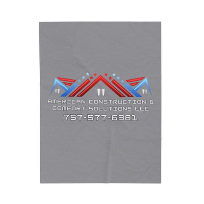 Velveteen Plush Blanket — American Construction & Comfort Solutions Logo (757-577-6381)