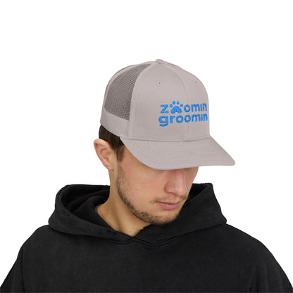 Embroidered Zoomin Groomin Snapback Trucker Cap - Perfect Gift for Pet Lovers, Dog Groomers, Animal Enthusiasts, Casual Wear, Fun Accessories