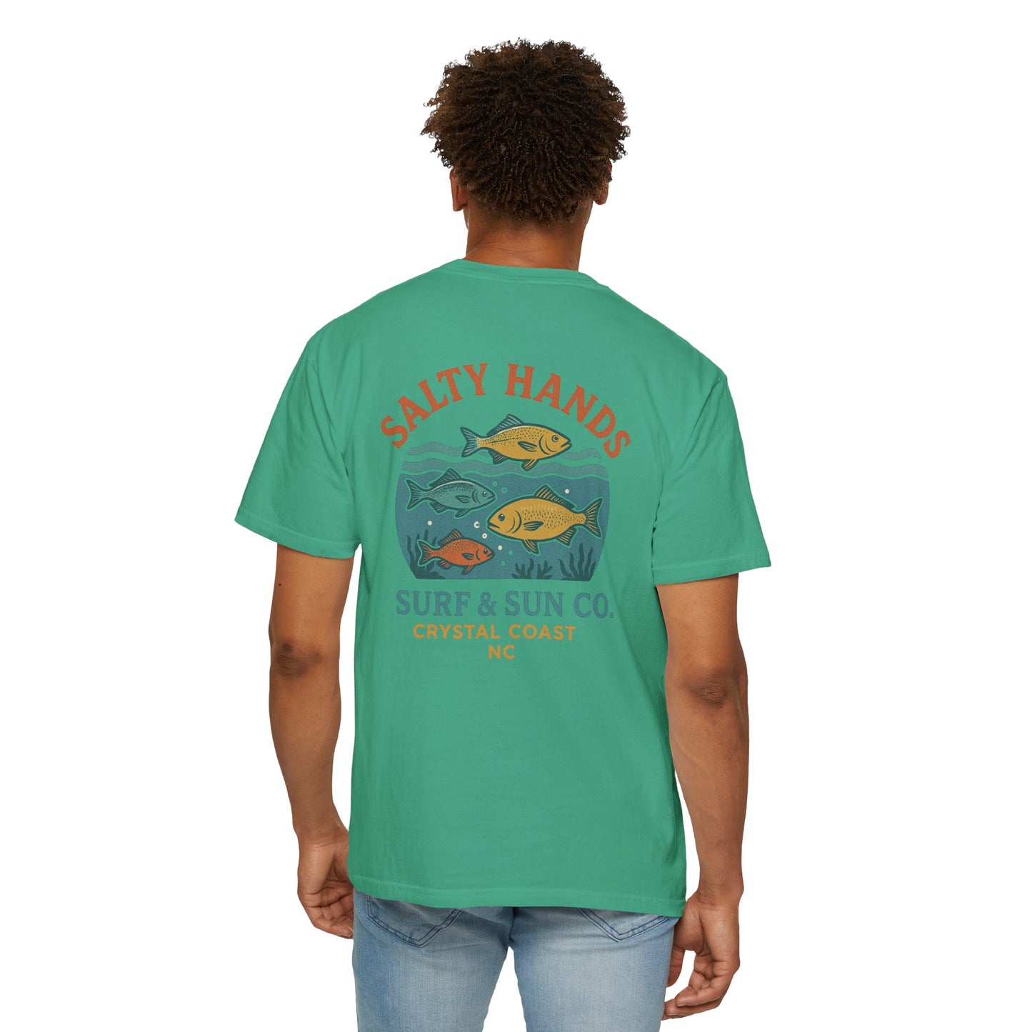 Salty Hands Surf & Sun T-Shirt — Crystal Coast Fishing Graphic Tee