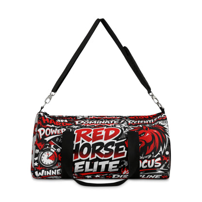 Red Horse Elite Duffel Bag — Motivational Gym Travel Bag with Bold Graphic
