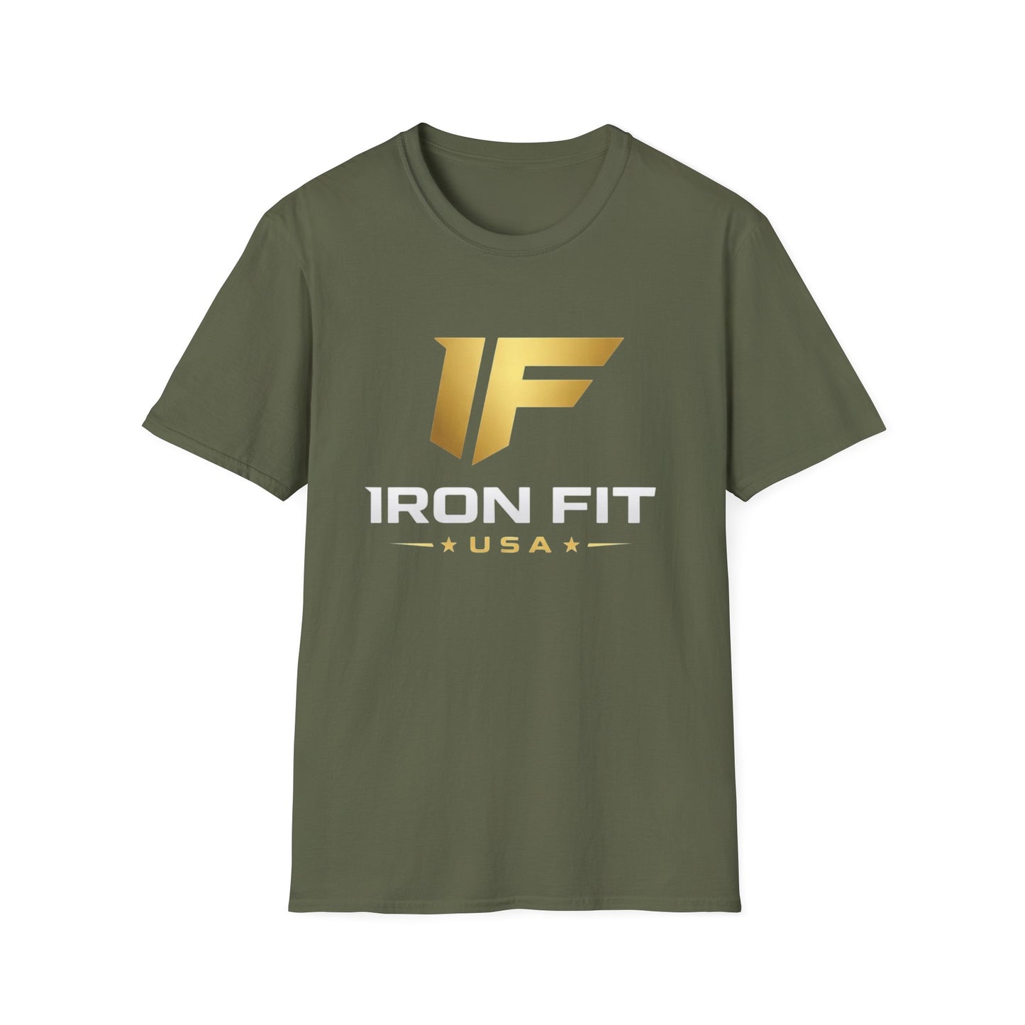 Iron Fit USA T-Shirt — Gold Logo Gym Tee