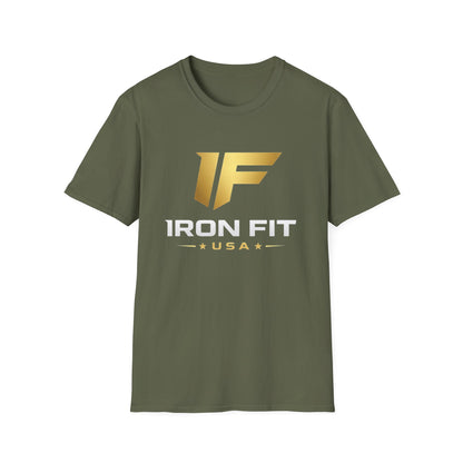 Iron Fit USA T-Shirt — Gold Logo Gym Tee