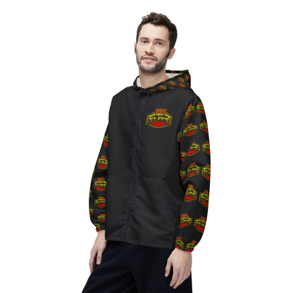 Elite Logo Windbreaker Jacket — All-Over Print Lightweight Hooded Jacket