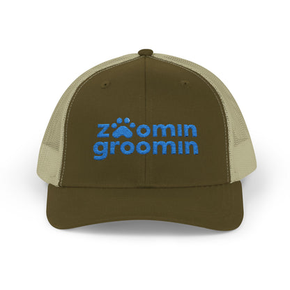 Embroidered Zoomin Groomin Snapback Trucker Cap - Perfect Gift for Pet Lovers, Dog Groomers, Animal Enthusiasts, Casual Wear, Fun Accessories
