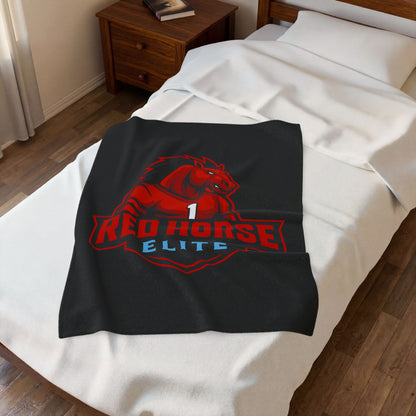 Red Horse Elite Velveteen Plush Blanket – Athletic Mascot Throw
