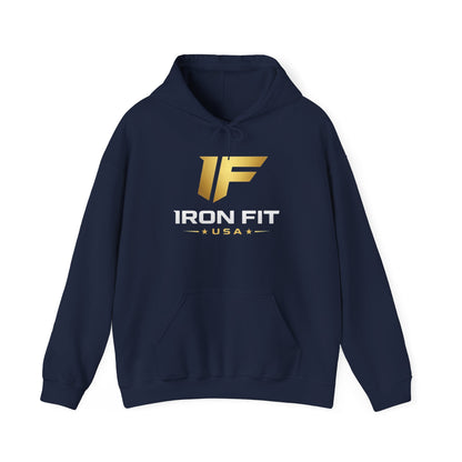 Iron Fit USA Hoodie – Gold IF Logo Athletic Pullover