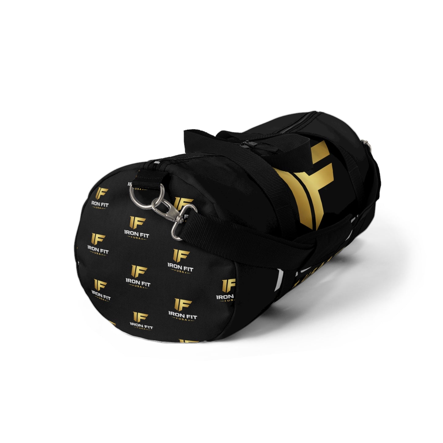 Iron Fit USA Black Gym Duffel Bag — Logo Sports Travel Bag