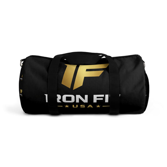 Iron Fit USA Black Gym Duffel Bag — Logo Sports Travel Bag