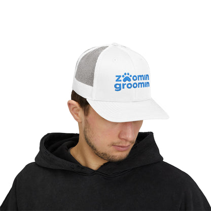 Embroidered Zoomin Groomin Snapback Trucker Cap - Perfect Gift for Pet Lovers, Dog Groomers, Animal Enthusiasts, Casual Wear, Fun Accessories