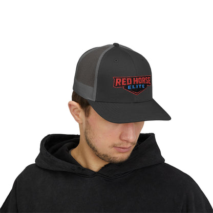 Red Horse Elite Trucker Cap — Embroidered Snapback Hat
