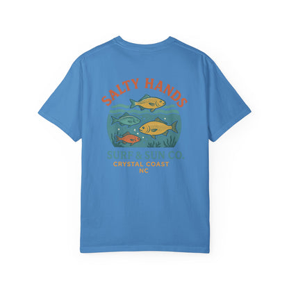 Salty Hands Surf & Sun T-Shirt — Crystal Coast Fishing Graphic Tee