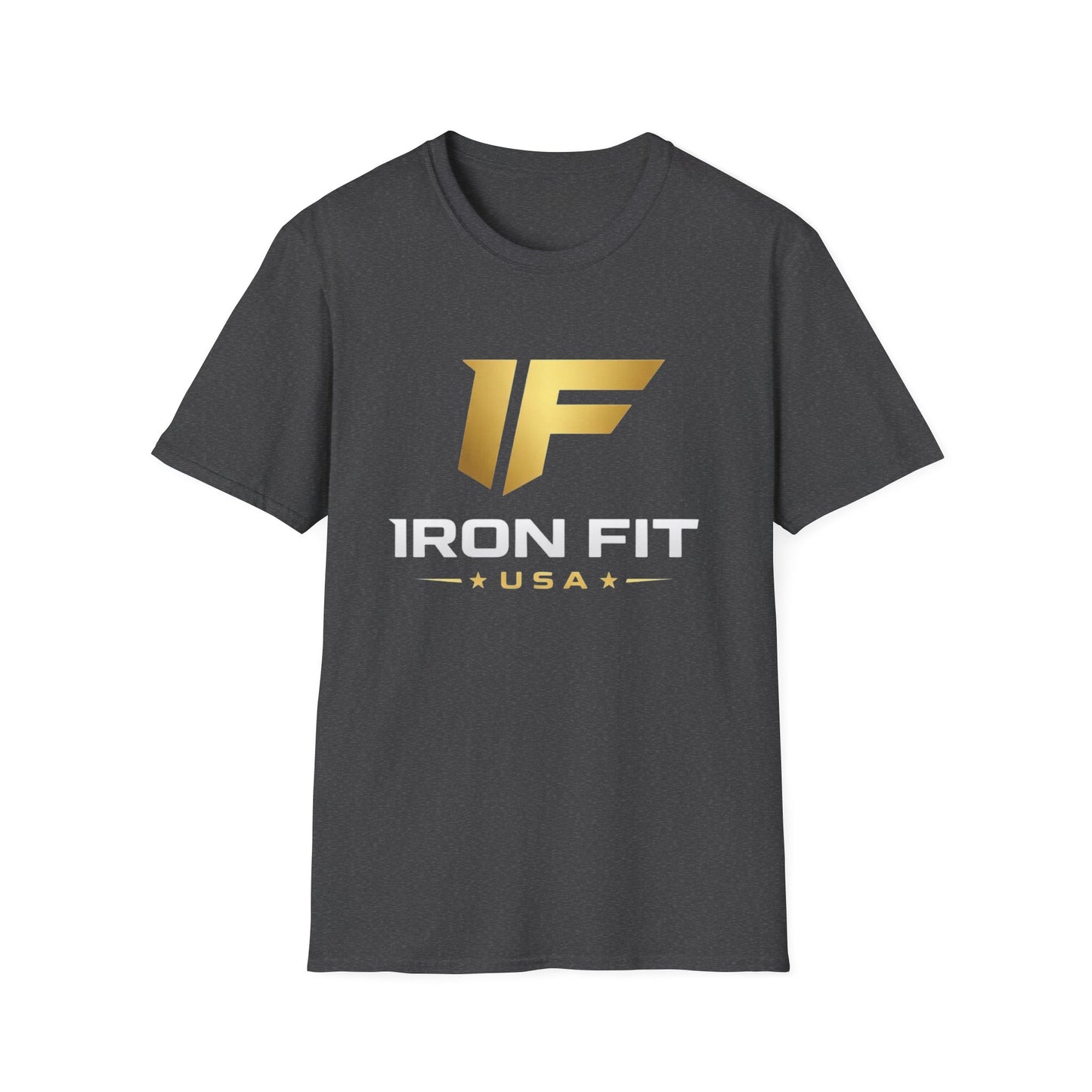 Iron Fit USA T-Shirt — Gold Logo Gym Tee