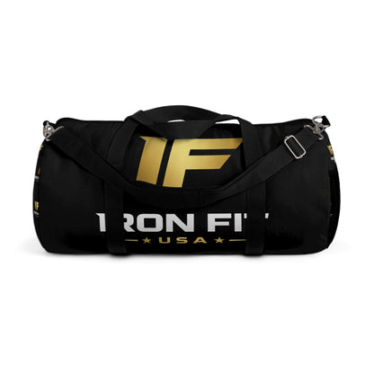Iron Fit USA Black Gym Duffel Bag — Logo Sports Travel Bag