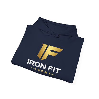 Iron Fit USA Hoodie – Gold IF Logo Athletic Pullover