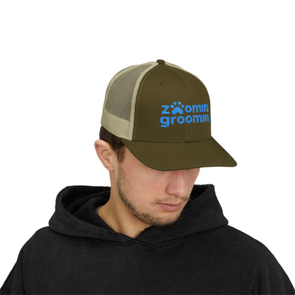 Embroidered Zoomin Groomin Snapback Trucker Cap - Perfect Gift for Pet Lovers, Dog Groomers, Animal Enthusiasts, Casual Wear, Fun Accessories