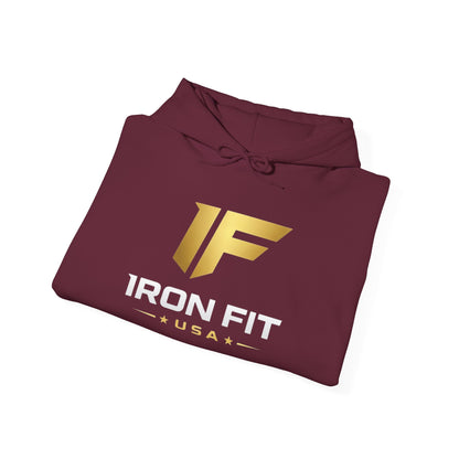 Iron Fit USA Hoodie – Gold IF Logo Athletic Pullover