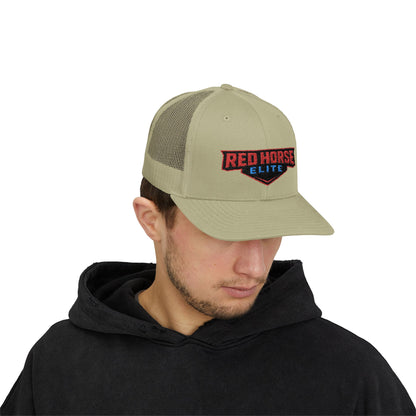 Red Horse Elite Trucker Cap — Embroidered Snapback Hat