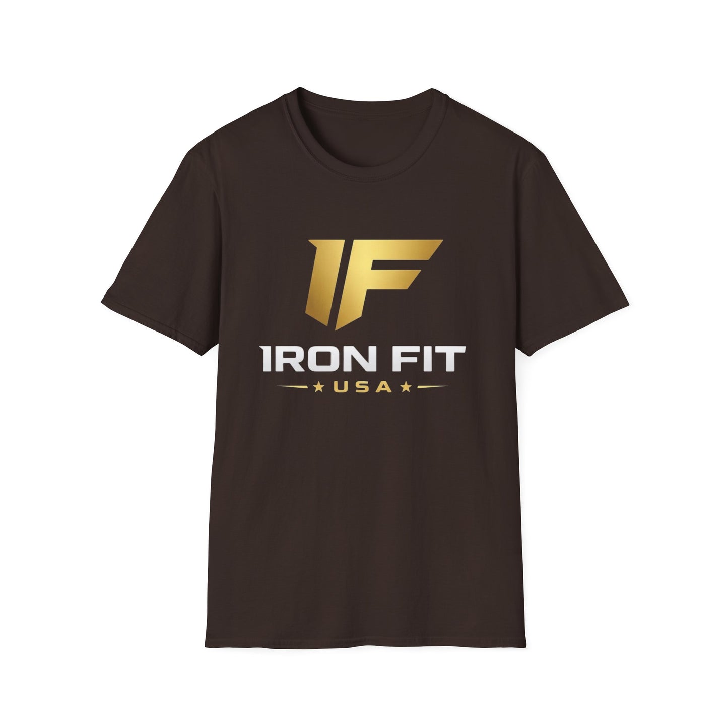 Iron Fit USA T-Shirt — Gold Logo Gym Tee