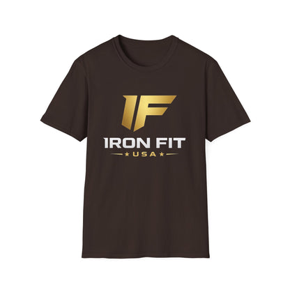 Iron Fit USA T-Shirt — Gold Logo Gym Tee