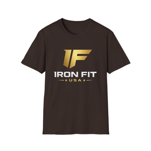 Iron Fit USA T-Shirt — Gold Logo Gym Tee