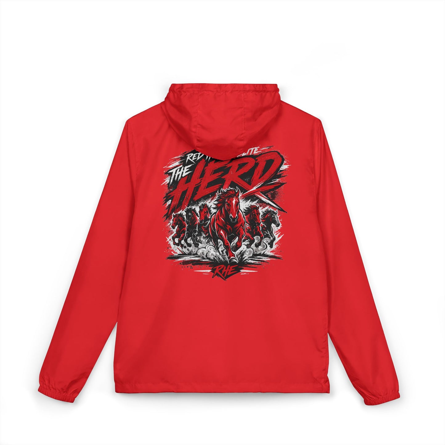 Windbreaker Jacket — 'The Herd' Red Graphic Hooded Windbreaker