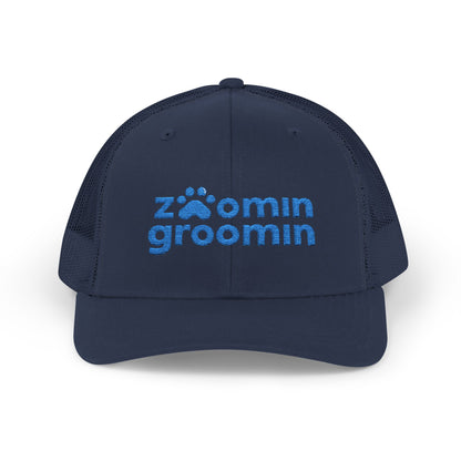 Embroidered Zoomin Groomin Snapback Trucker Cap - Perfect Gift for Pet Lovers, Dog Groomers, Animal Enthusiasts, Casual Wear, Fun Accessories