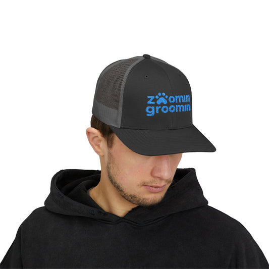 Embroidered Zoomin Groomin Snapback Trucker Cap - Perfect Gift for Pet Lovers, Dog Groomers, Animal Enthusiasts, Casual Wear, Fun Accessories