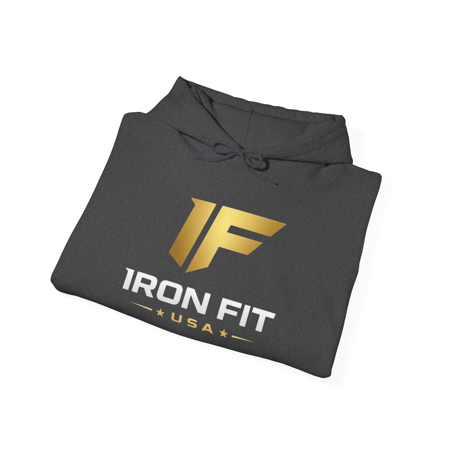 Iron Fit USA Hoodie – Gold IF Logo Athletic Pullover