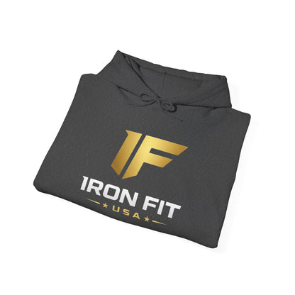 Iron Fit USA Hoodie – Gold IF Logo Athletic Pullover