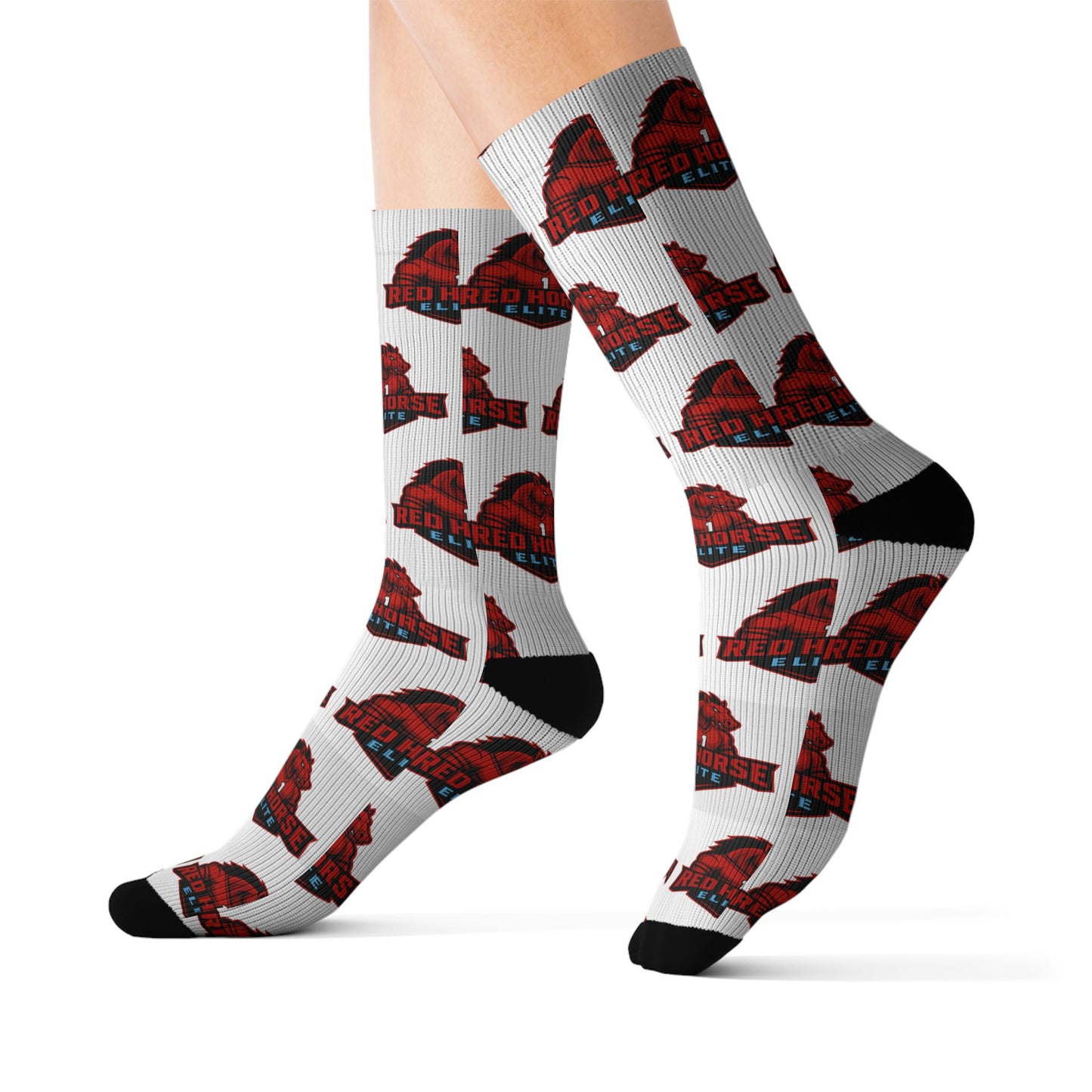 Red Horse Sublimation Socks — Cozy Novelty Crew Socks