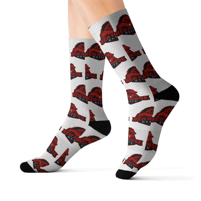 Red Horse Sublimation Socks — Cozy Novelty Crew Socks