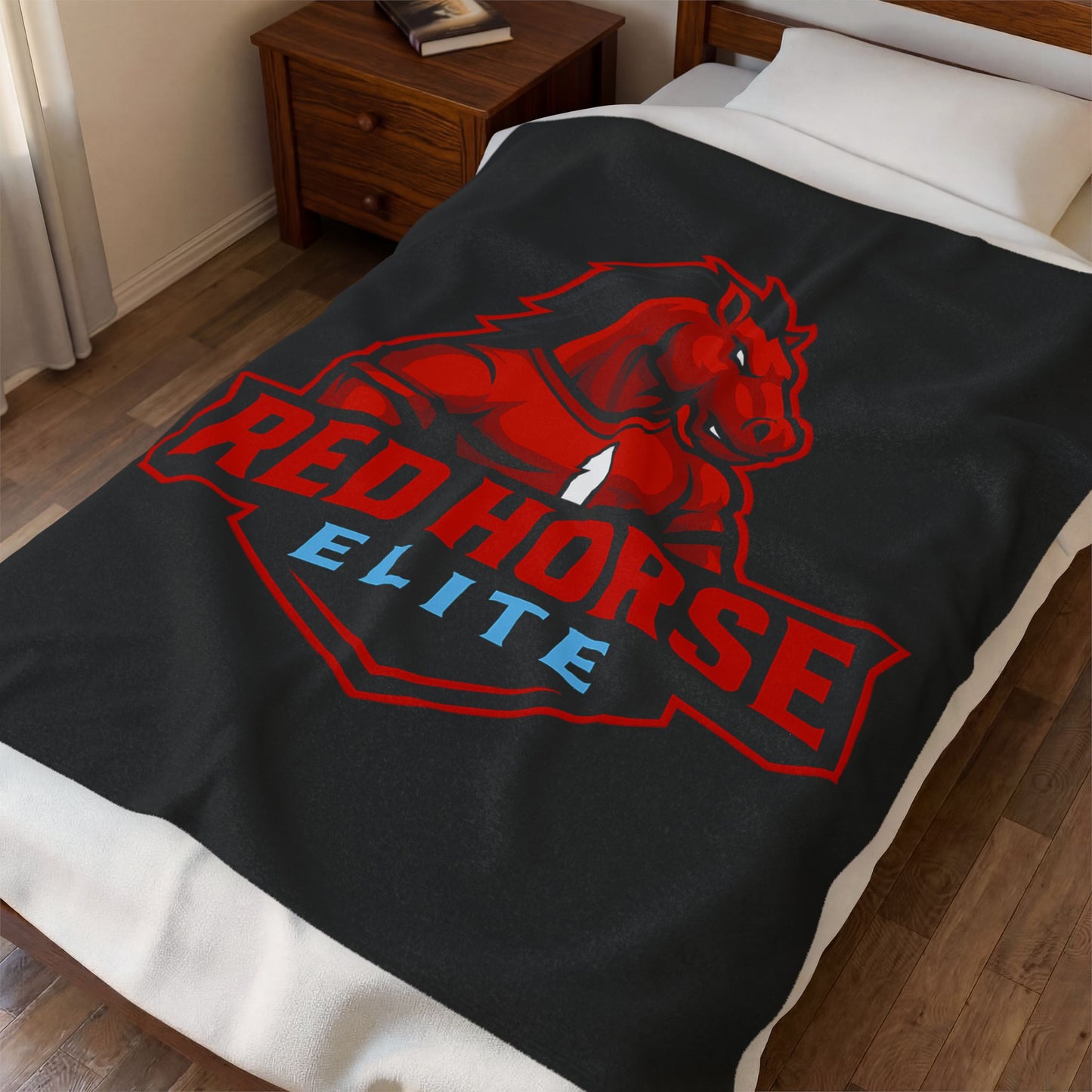 Red Horse Elite Velveteen Plush Blanket – Athletic Mascot Throw